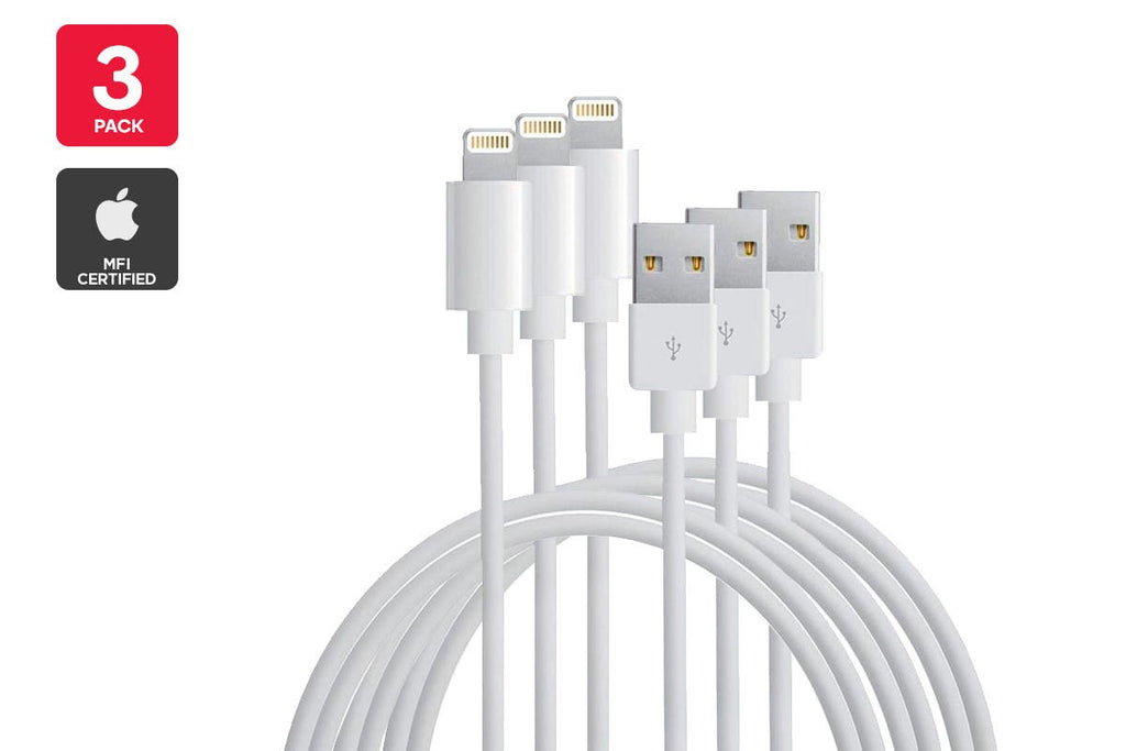 NNEKG Lightning to USB Cable Certified by Apple MFI (3 Pack 2m White)